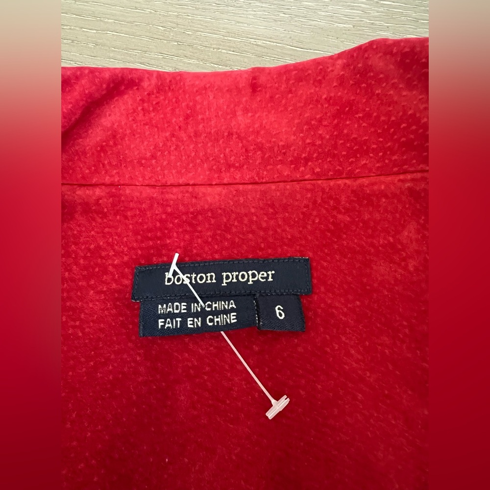 Boston Proper Red Suede Tie-Waist Blazer - Picture 9 of 12